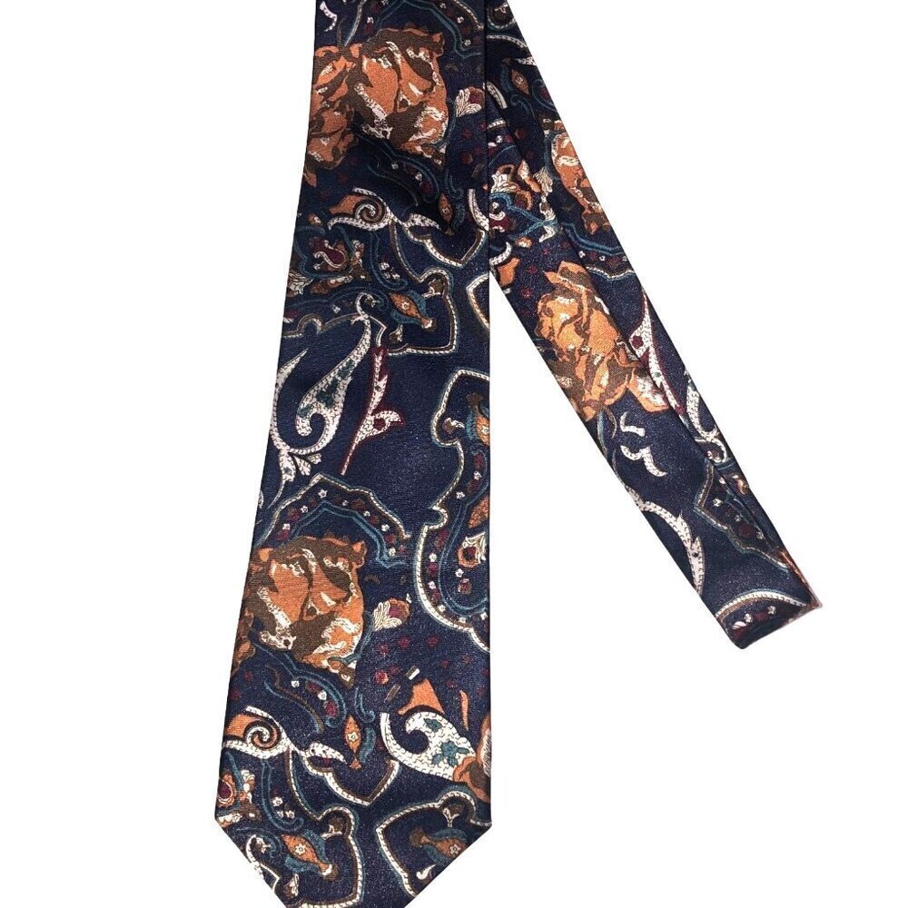 Vintage Sonata Mens Tie Blue Multi Print Paisley Classic Wide Made in Korea